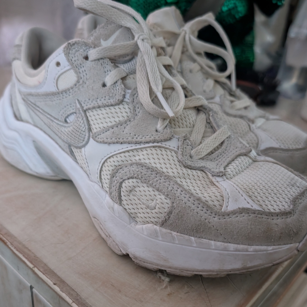 White and Gray Athletic Sneakers